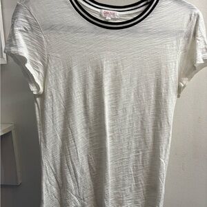 Goldie White Fitted Short Sleeve T-Shirt with Black Trim Accents